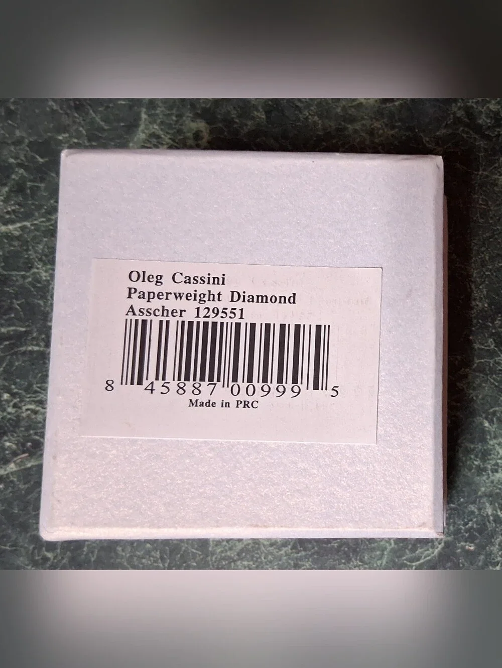 NIB Oleg Cassini Crystal Paperweight Diamond Asscher 2